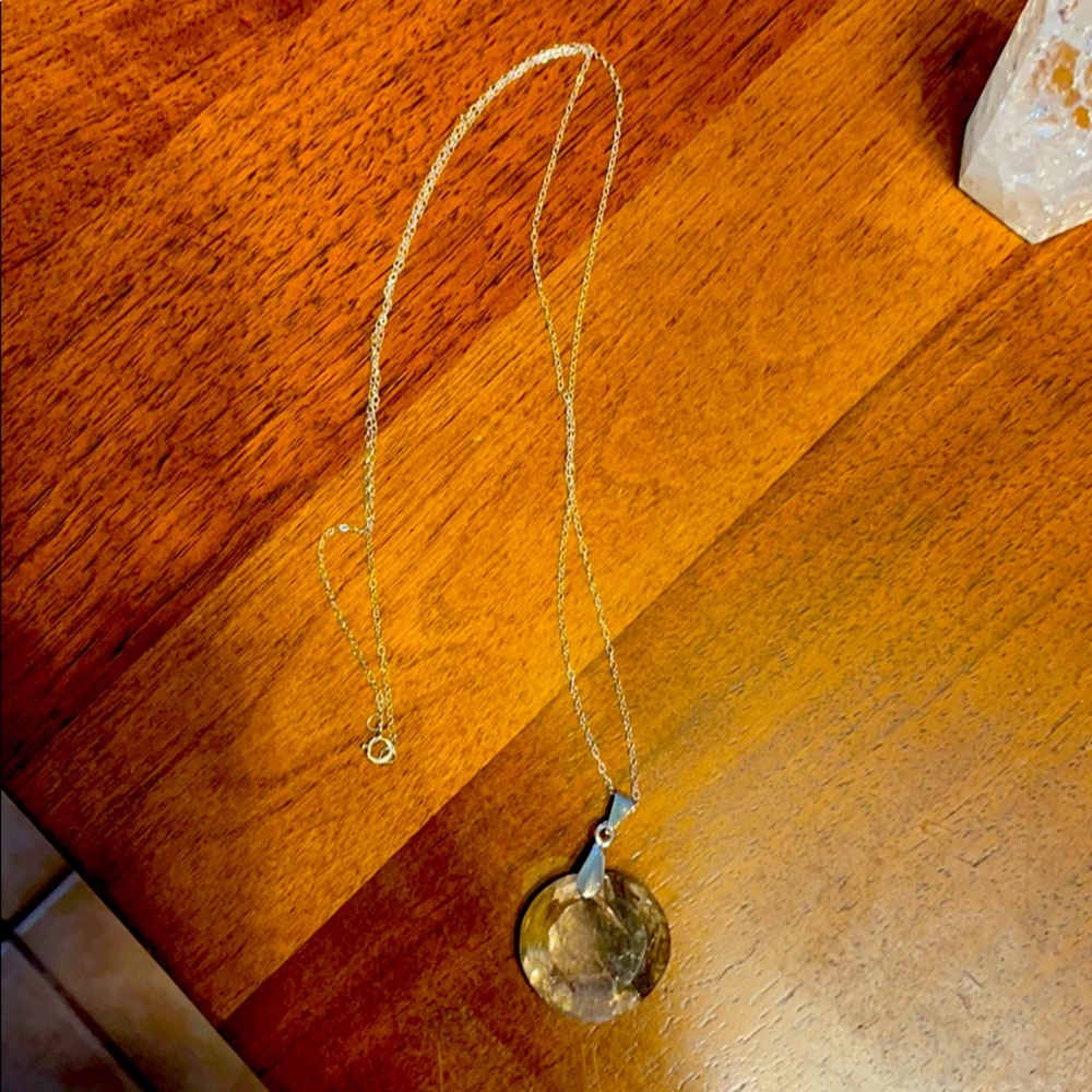 Sterling Silver rutilated quartz crystal necklace